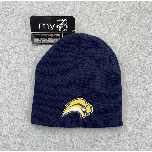 NWT NHL Buffalo Sabres Beanie Adult Hat Blue Embroidered Hockey Skull Cap NEW - Picture 1 of 4